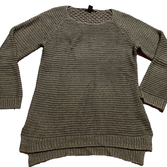 H&M Crochet Rib Knit Sweater Women's Size Small Olive Green Pullover Boho - Picture 2 of 2